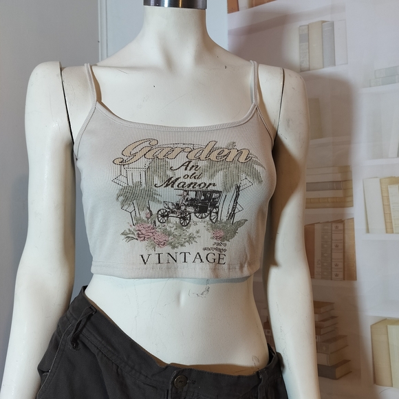 Vintage Graphic Crop Top - Cream - Picture 2 of 6